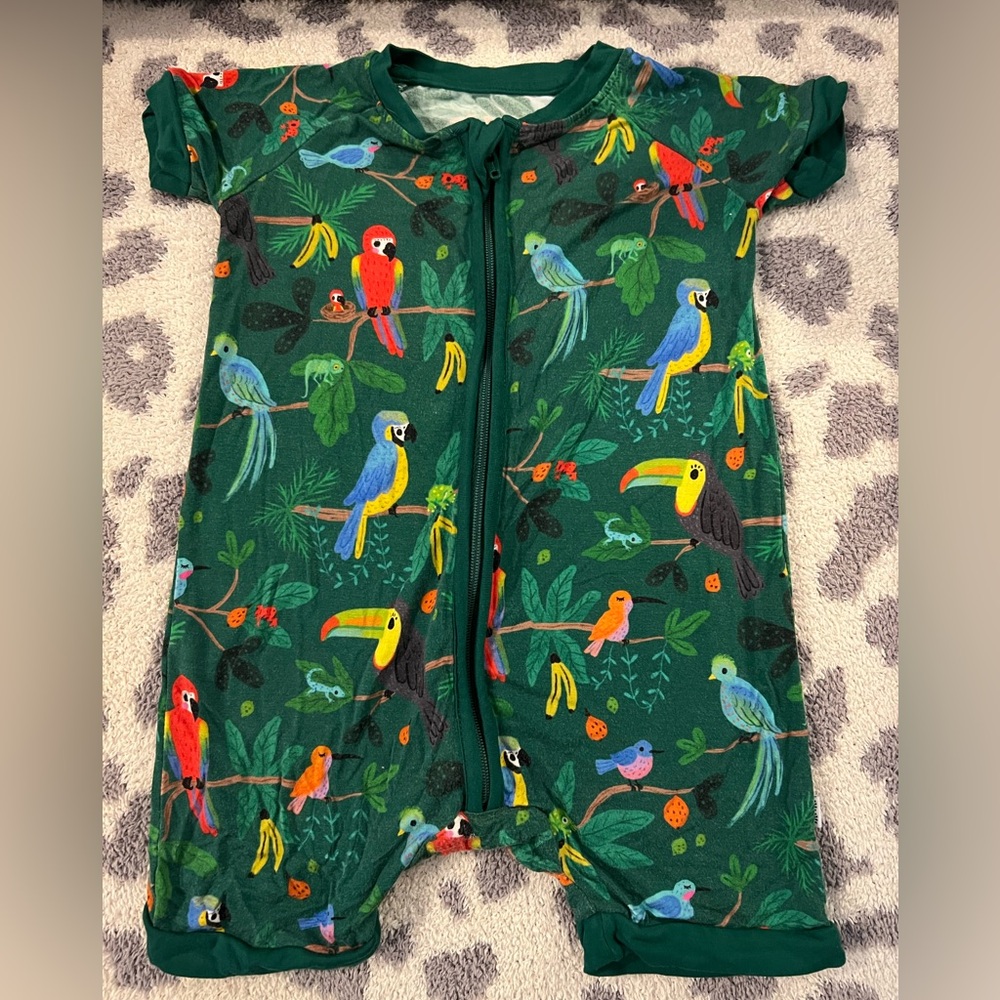 Little Sleepies Birds of a Feather Shorty Romper - 6-12 Months